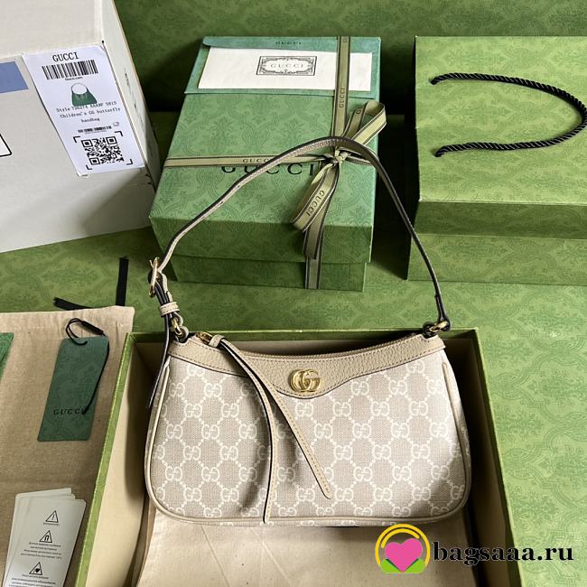 Bagsaaa Gucci Ophidia small shoulder bag 735145 beige & white - 25cm - 1