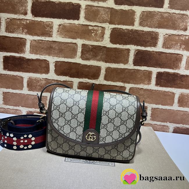 Bagsaaa Gucci Ophidia small shoulder bag 722117 beige & brown - 23x17x7cm - 1