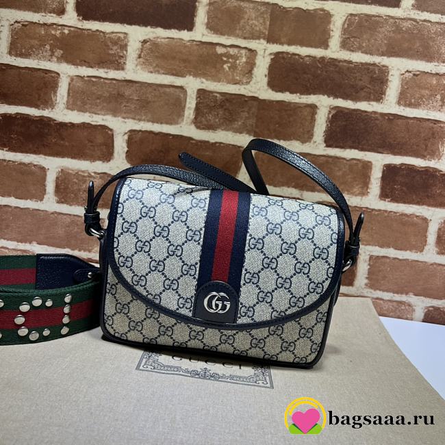 Bagsaaa Gucci Ophidia small shoulder bag 722117 beige & blue - 23x17x7cm - 1