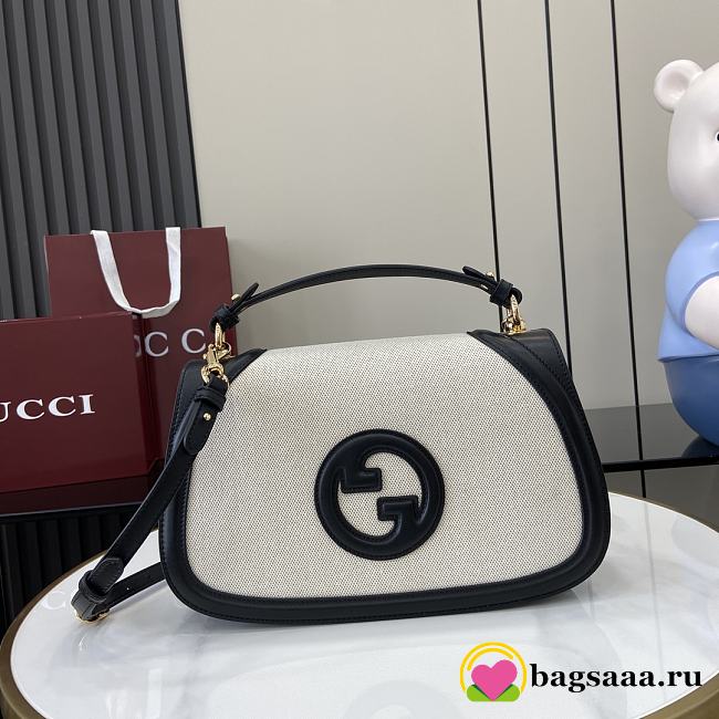 Bagsaaa Gucci Blondie medium top handle bag ‎815716 black & beige - 32 x 17 x 10cm - 1