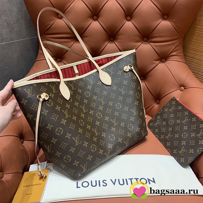 Bagsaaa Louis Vuitton M46987 Neverfull MM Tote Bag Red Inside - 31 x 28 x 14 cm - 1