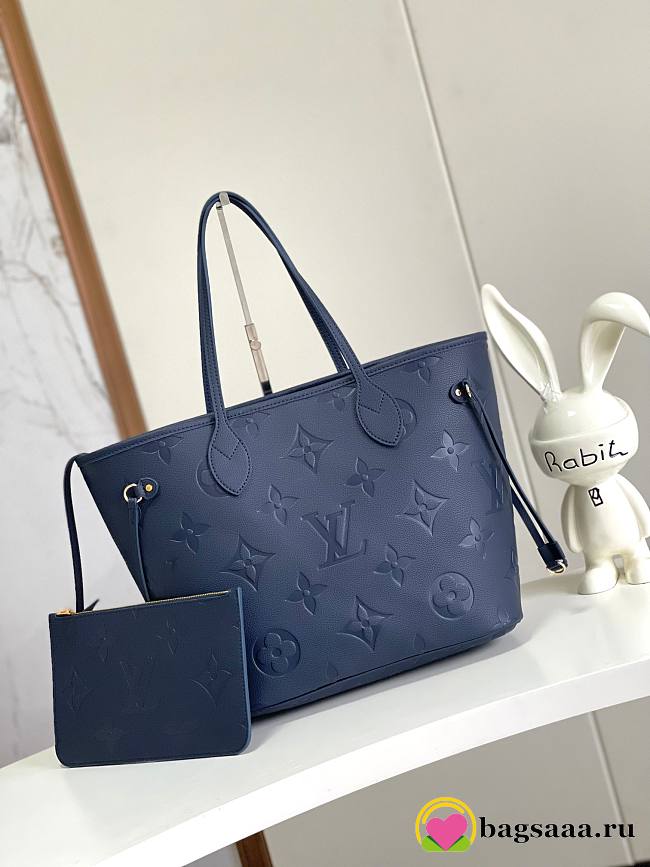 Bagsaaa Louis Vuitton M47143 Neverfull MM Tote Bag Navy Blue - 31 x 28 x 14 cm - 1