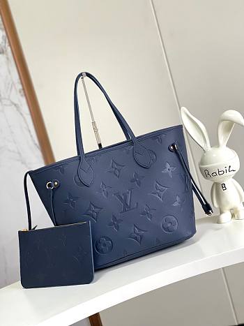 Bagsaaa Louis Vuitton M47143 Neverfull MM Tote Bag Navy Blue - 31 x 28 x 14 cm