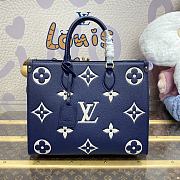 Bagsaaa Louis Vuitton M47084 OnTheGo MM Tote Bag Navy/Cream - 35 x 27 x 14 cm - 1