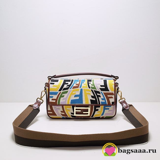 Bagsaaa Fendi Baguette Vertigo Canvas Bag With Multicolor Logo - 27*6*15cm - 1