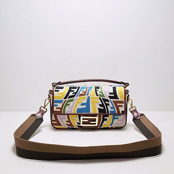 Bagsaaa Fendi Baguette Vertigo Canvas Bag With Multicolor Logo - 27*6*15cm