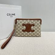 Bagsaaa Celine Small Pouch With Strap In Textile With Triomphe Print And Calfskin - 25 x 17.5 x 1 CM - 1