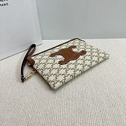 Bagsaaa Celine Small Pouch With Strap In Textile With Triomphe Print And Calfskin - 25 x 17.5 x 1 CM - 4