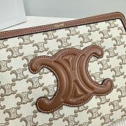 Bagsaaa Celine Small Pouch With Strap In Textile With Triomphe Print And Calfskin - 25 x 17.5 x 1 CM - 2