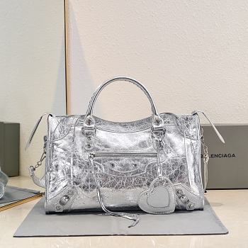 Bagsaaa Balenciaga Le City Medium Bag Metallized in Silver - 38cm*25cm*14cm