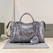 Bagsaaa Balenciaga Le City Medium Bag Metallized in Steel Grey - 38cm*25cm*14cm - 1