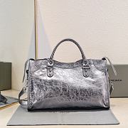 Bagsaaa Balenciaga Le City Medium Bag Metallized in Steel Grey - 38cm*25cm*14cm - 4