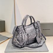 Bagsaaa Balenciaga Le City Medium Bag Metallized in Steel Grey - 38cm*25cm*14cm - 2