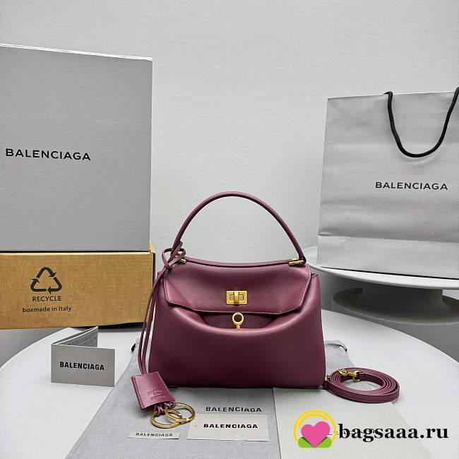 Bagsaaa Balenciaga Rodeo Mini Handbag in Dark Burgundy - 23x10x8cm - 1