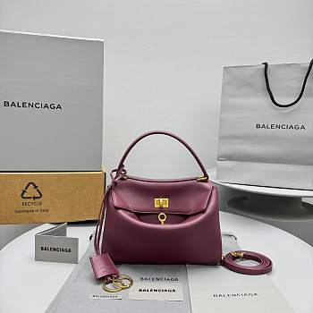 Bagsaaa Balenciaga Rodeo Mini Handbag in Dark Burgundy - 23x10x8cm