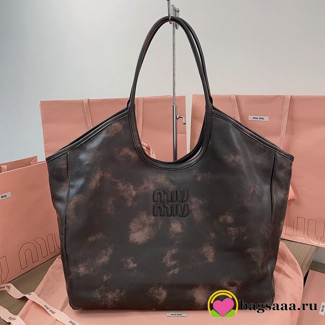 Bagsaaa Miumiu Leather tote bag coffee - 38x38x18 cm - 1