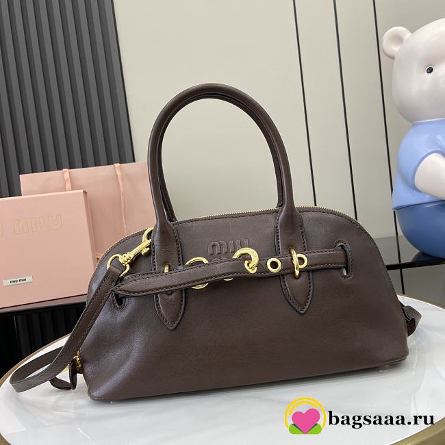 Bagsaaa Miumiu Aventure nappa leather top-handle bag dark brown - 33x17x11 cm - 1