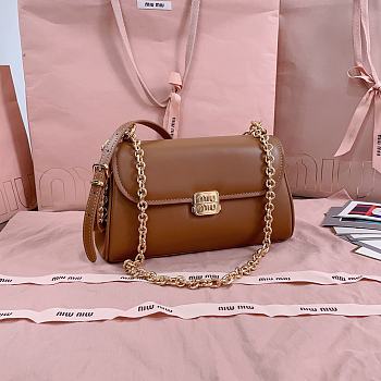 Bagsaaa Miumiu Leather shoulder bag 5BD266 brown - 24x13.5x9 cm