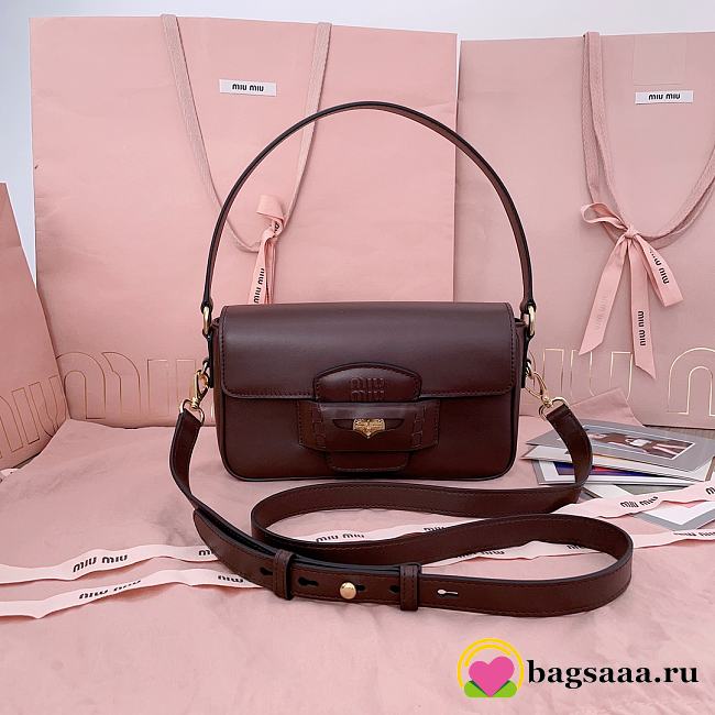 Bagsaaa Miumiu Penny leather bag 5BD270 Briarwood - 23x13.5x5cm - 1