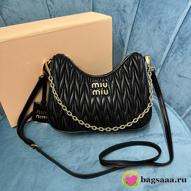 Bagsaaa Miumiu Matelassé nappa leather shoulder bag 5BH211 Black - 20x17x5 cm - 1