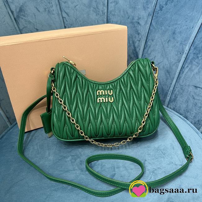 Bagsaaa Miumiu Matelassé nappa leather shoulder bag 5BH211 Green - 20x17x5 cm - 1