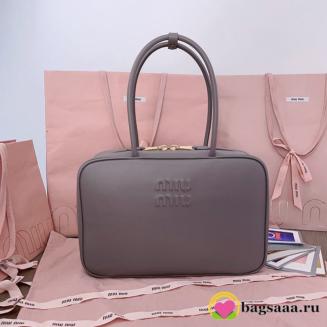 Bagsaaa Miu Miu Leather Beau bag 5BB117 gray - 34x23x10 cm - 1