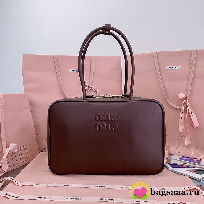 Bagsaaa Miu Miu Leather Beau bag 5BB117 Briarwood - 34x23x10 cm - 1