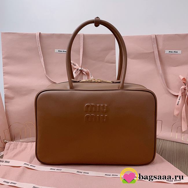 Bagsaaa Miu Miu Leather Beau bag 5BB117 Brown - 34x23x10 cm - 1