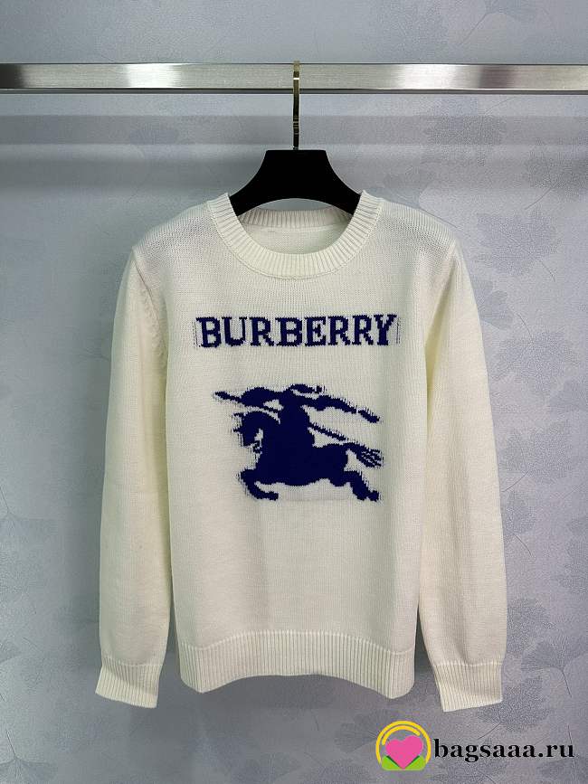 Bagsaaa Burberry EKD Wool Cashmere Sweater Off White - 1