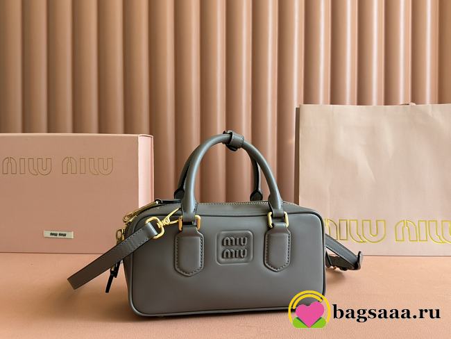 Bagsaaa Miu Miu Arcadie leather bag 5BB142 gray - 22X10.5X7 cm - 1