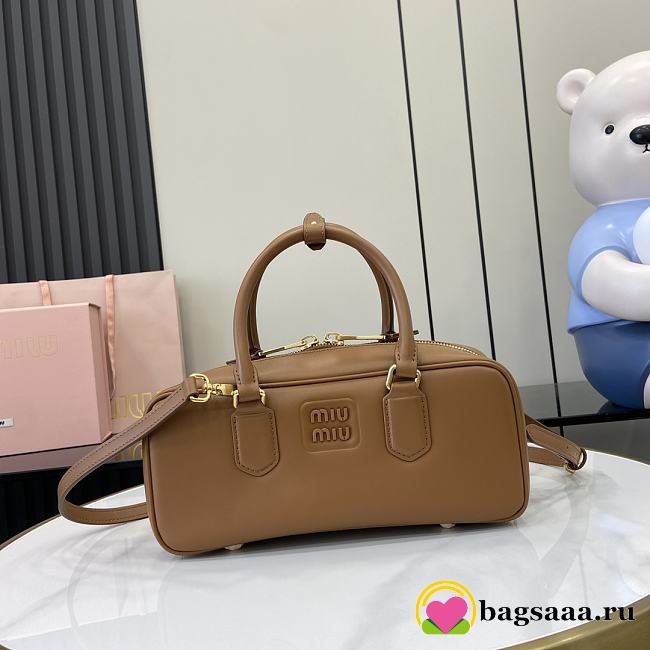 Bagsaaa Miu Miu Large Arcadie leather bag 5BB148 brown - 27X12X9Cm - 1