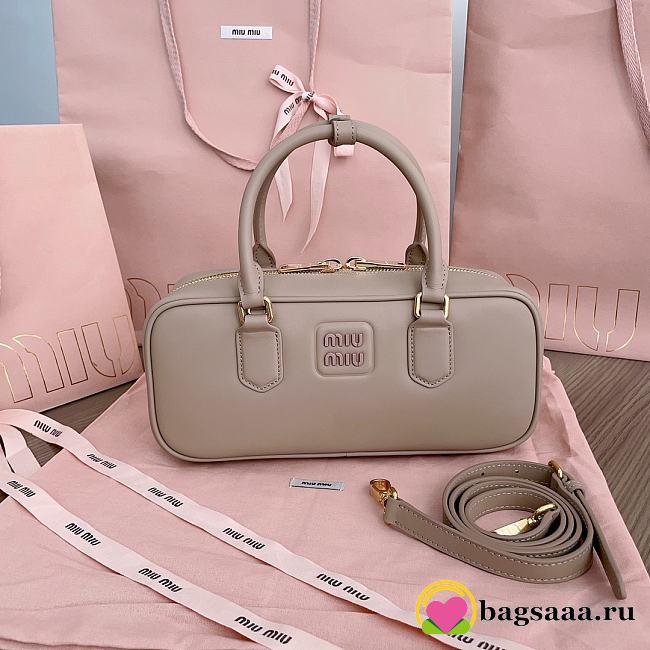 Bagsaaa Miu Miu Large Arcadie leather bag 5BB148 beige - 27X12X9Cm - 1