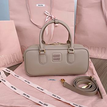 Bagsaaa Miu Miu Large Arcadie leather bag 5BB148 beige - 27X12X9Cm