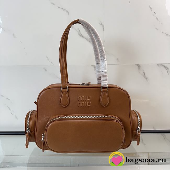 Bagsaaa Miu Miu Nappa leather top-handle bag 5BB159 brown - 32x22x12 cm - 1