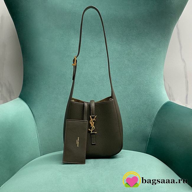 Bagsaaa YSL LE 5 À 7 supple baby in grained leather 809461 dark green - 15x16x7 cm - 1