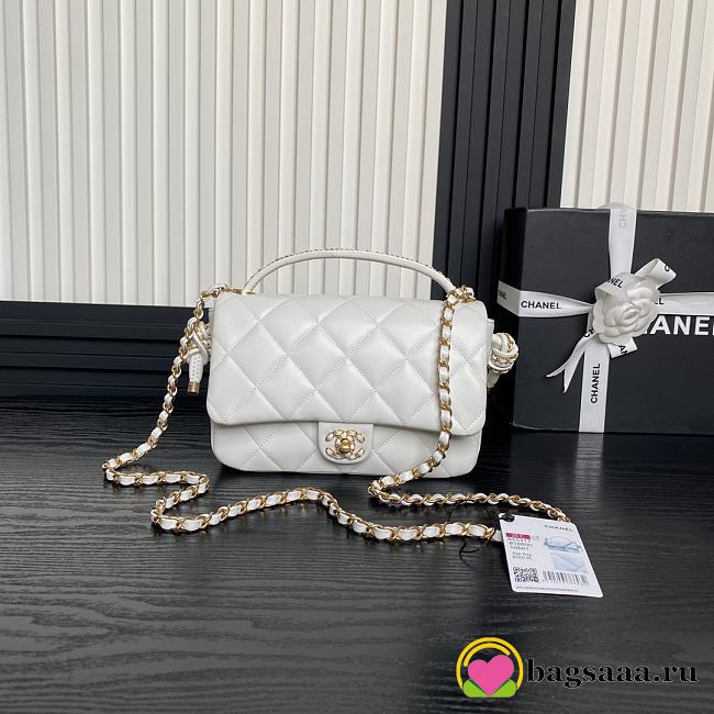 Bagsaaa Chanel Flap Bag with Top Handle AS5317 White Lambskin - 22 x 24 x 6cm - 1