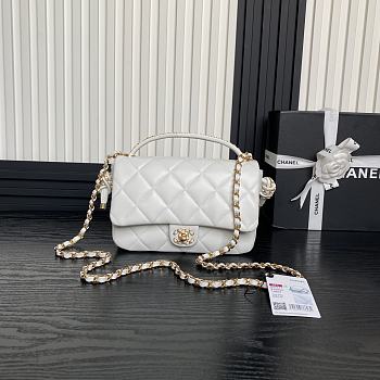 Bagsaaa Chanel Flap Bag with Top Handle AS5317 White Lambskin - 22 x 24 x 6cm