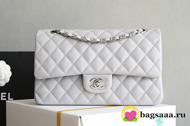 Bagsaaa Chanel Classic 11.12 Handbag Lambskin & Gold-Tone Metal Light Gray A01112 - 15.5 x 25.5 x 6.5cm - 1