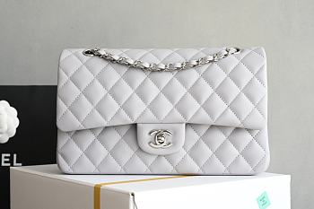 Bagsaaa Chanel Classic 11.12 Handbag Lambskin & Gold-Tone Metal Light Gray A01112 - 15.5 x 25.5 x 6.5cm