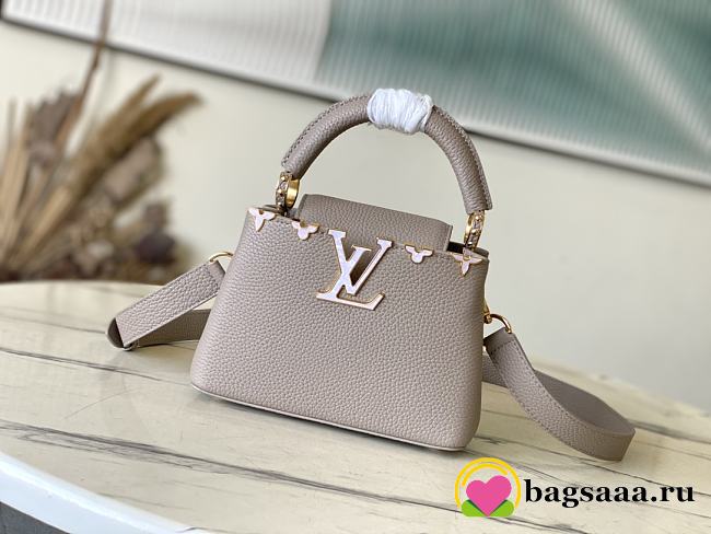 Bagsaaa Louis Vuitton M11341 Capucines Mini Bag Galet Grey - 21 x 13.6 x 8 cm - 1