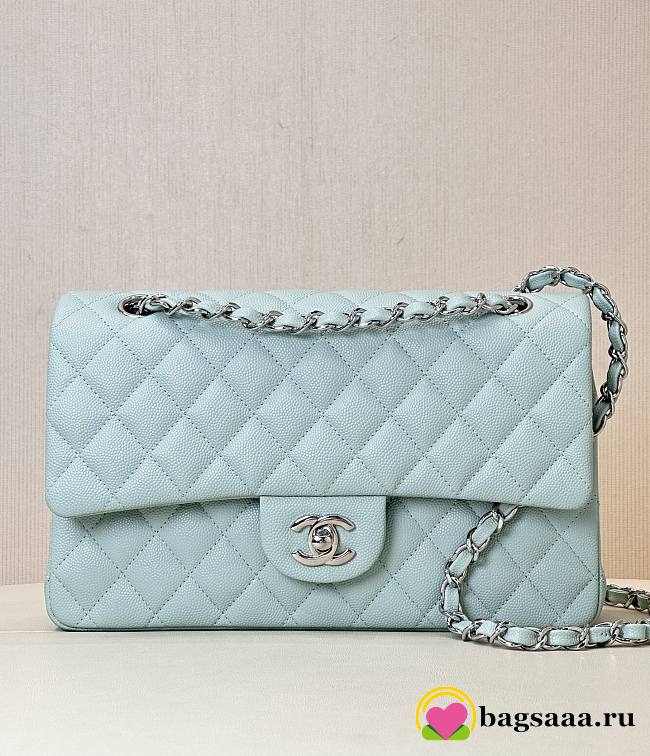 Bagsaaa Chanel Classic Flap Bag Light Blue Caviar & Silver - 25cm - 1