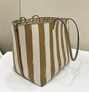 Bagsaaa Fendi Large Roll Reversible shopper in Pequin striped and beige FF fabric - 35cm - 3