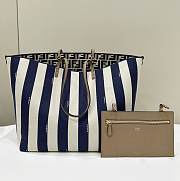 Bagsaaa Fendi Large Roll Reversible shopper in Pequin striped and midnight blue FF fabric - 35cm - 1