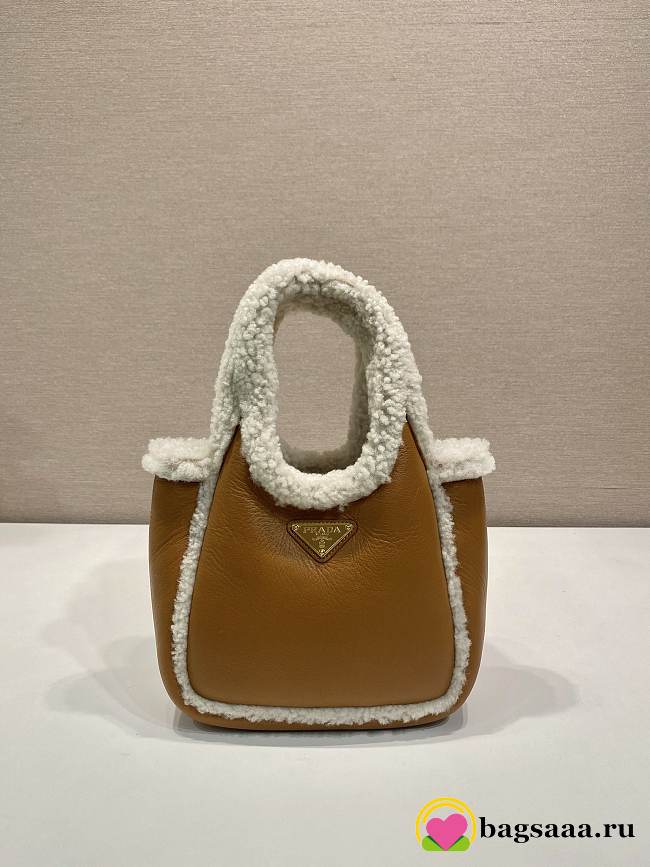 Bagsaaa Prada Shearling mini handbag 1BA349 Brown - 18 cm - 1