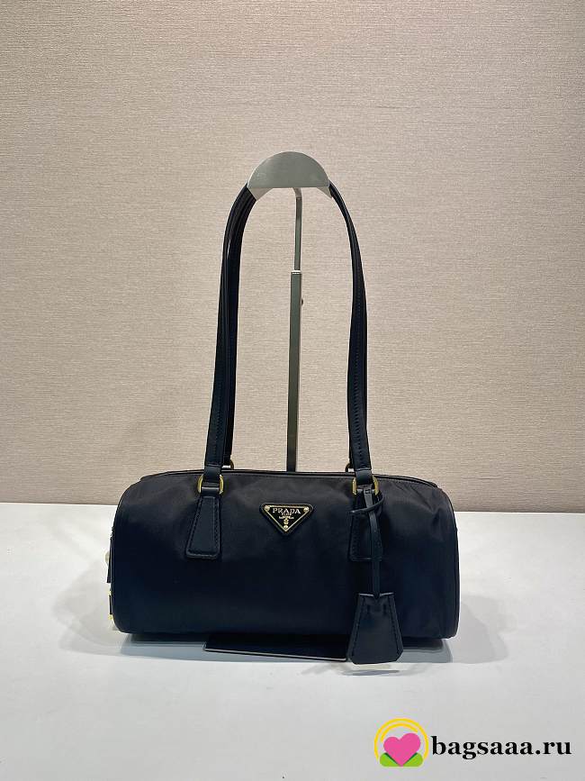 Bagsaaa Prada Re-Nylon and leather medium top-handle bag with padlock 1BB127 black - 29cm - 1