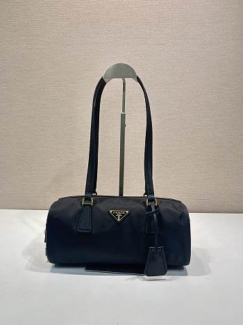 Bagsaaa Prada Re-Nylon and leather medium top-handle bag with padlock 1BB127 black - 29cm