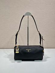 Bagsaaa Prada Medium Re-Nylon and leather shoulder bag with padlock 1BC233 black - 27cm - 1