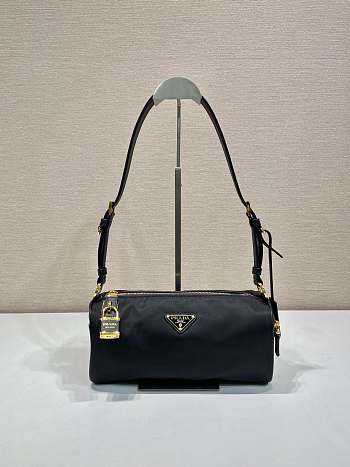 Bagsaaa Prada Medium Re-Nylon and leather shoulder bag with padlock 1BC233 black - 27cm