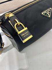 Bagsaaa Prada Medium Re-Nylon and leather shoulder bag with padlock 1BC233 black - 27cm - 4