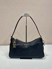 Bagsaaa Prada Aimée large Re-Nylon and leather shoulder bag with padlock 1BC232 black - 34cm - 1